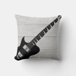 Electric Guitar Grey Wood Pop Art Cushion