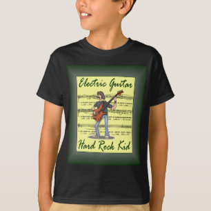 Electric Guitar ~ Hard Rock Kid ~ Sheet Music Back T-Shirt