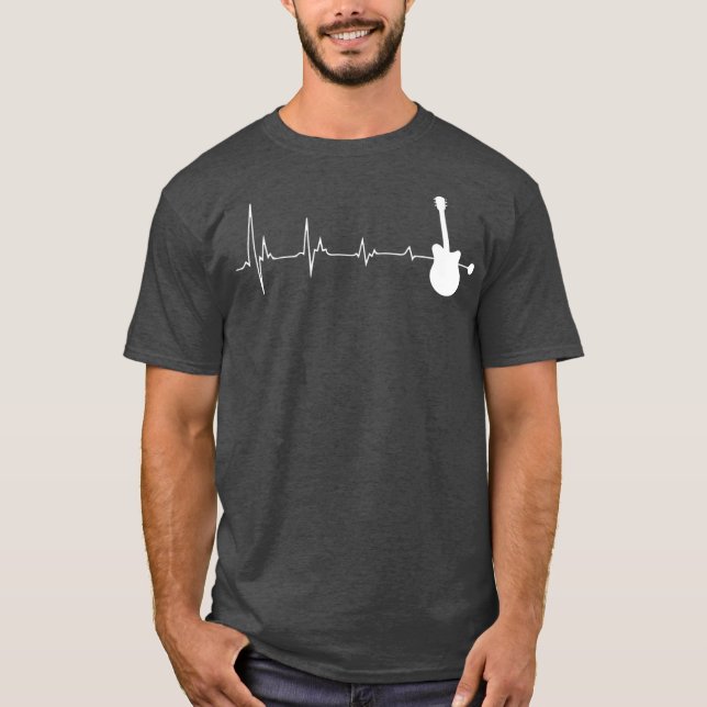 Electric Guitar Heartbeat Vintage Guitar Player T-Shirt (Front)