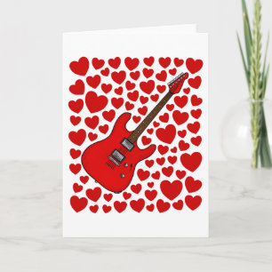 Electric Guitar Hearts Valentines Anniversary Card