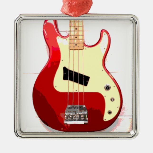 Electric Guitar in Red Metal Ornament (Front)