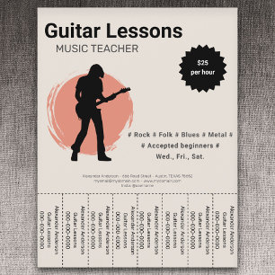 Electric Guitar Lessons Tear Off Strips Flyer
