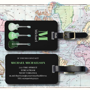 Electric Guitar Monogram Contact Details Luggage Tag