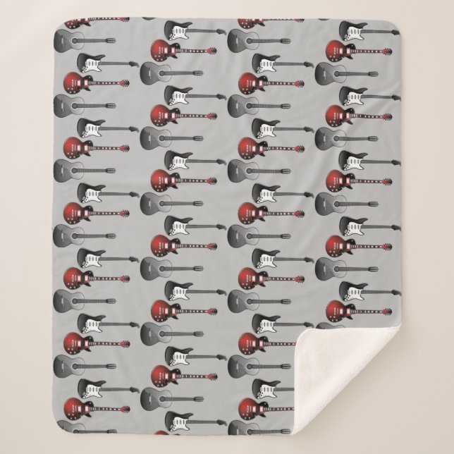Electric Guitar Music Musician Pattern Sherpa Blanket (Front)