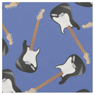 Electric Guitar Music Musician Room Decor Blue Fabric