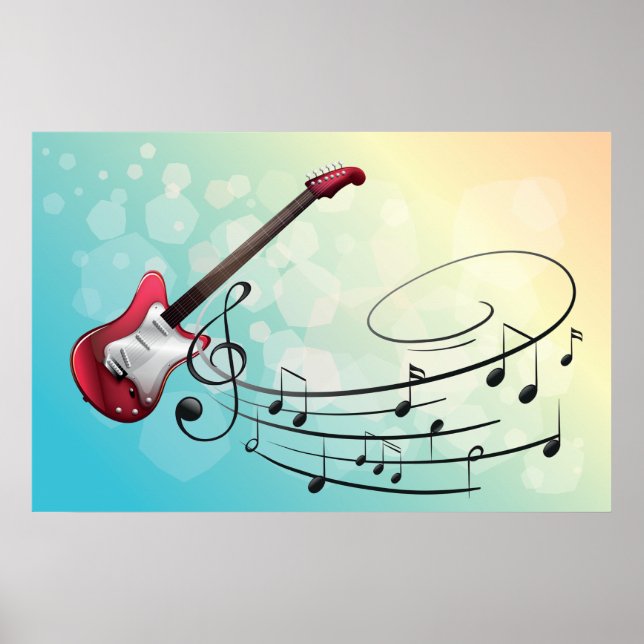 Electric Guitar Musical Notes Poster (Front)