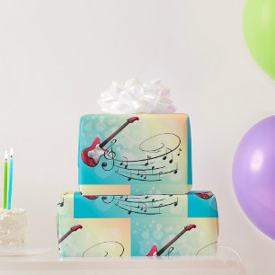 Electric Guitar Musical Notes Wrapping Paper