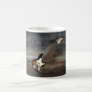 Electric Guitar~Musical Scale ~Barnwood Background Coffee Mug
