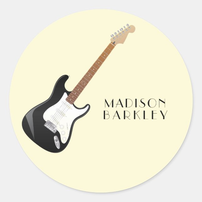 Electric Guitar Musician Music Teacher Classic Round Sticker (Front)
