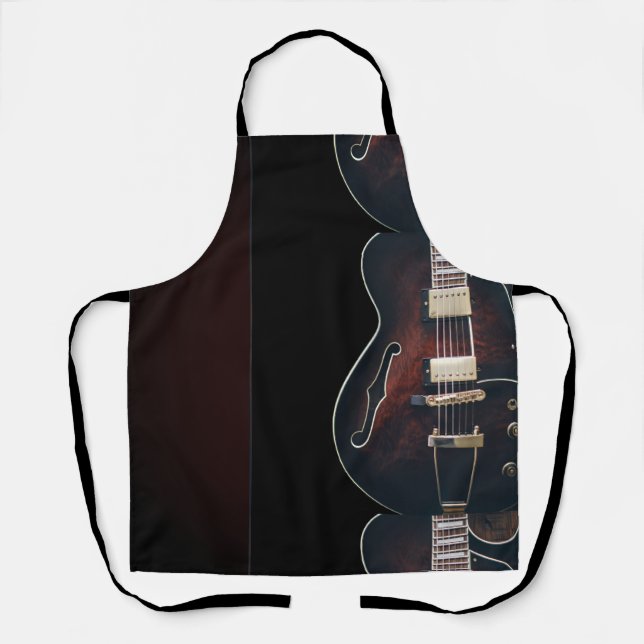 Electric Guitar On Black Apron (Front)