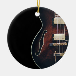 Electric Guitar On Black Ceramic Ornament