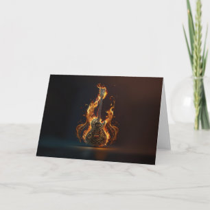 Electric guitar on fire card