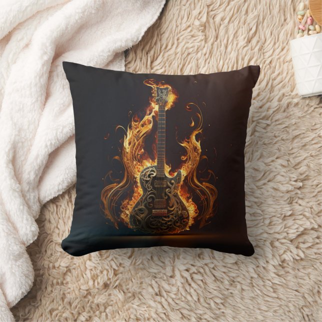 Electric guitar on fire                            cushion (Blanket)