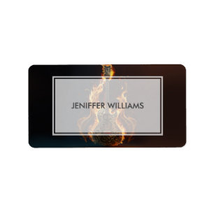 Electric guitar on fire label