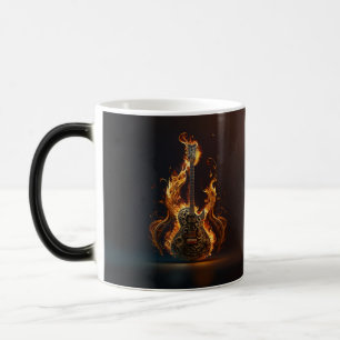 Electric guitar on fire            magic mug