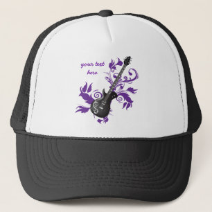 Electric guitar on purple leaves custom products trucker hat
