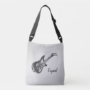 Electric Guitar on Silver Crossbody Bag