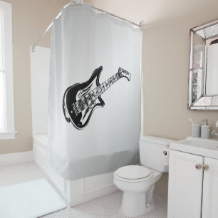 Electric Guitar on Silver Shower Curtain