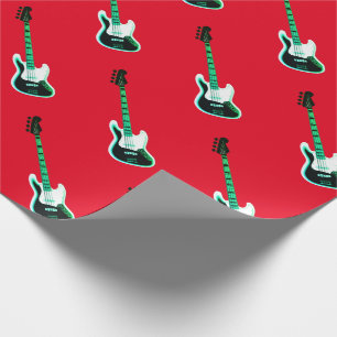 Electric  Guitar Pattern in Black and White  Wrapping Paper