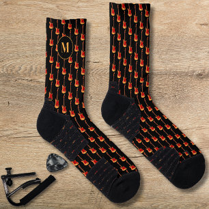Electric Guitar Pattern Monogram Socks