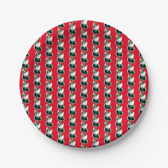 Electric Guitar Pattern  Paper Plate (Front)