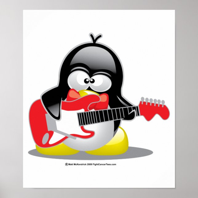 Electric Guitar Penguin Poster (Front)