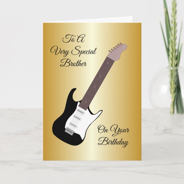 Electric Guitar Personalised Brother Birthday Card (Front)