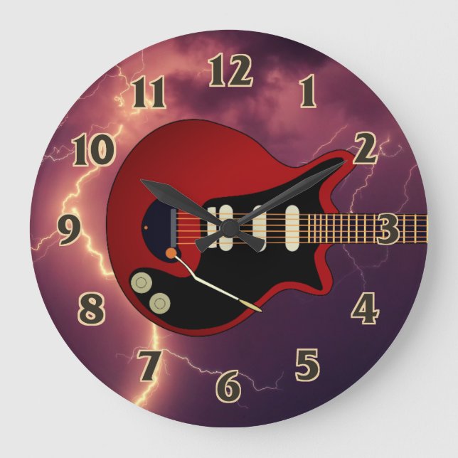Electric Guitar Player Large Clock (Front)