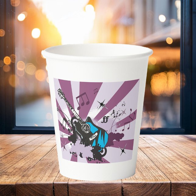 Electric Guitar Pop Art Music Rock Grunge Paper Cups (Creator Uploaded)