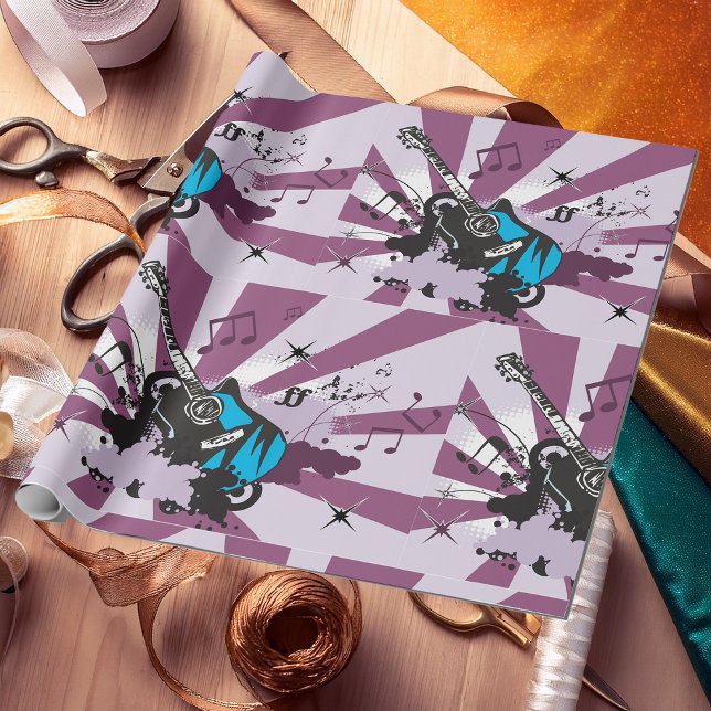 Electric Guitar Pop Art Music Rock Grunge Wrapping Paper (Creator Uploaded)
