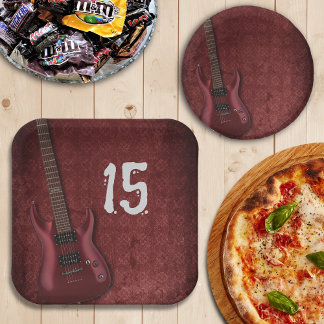 Electric Guitar Red Birthday Party Paper Plates