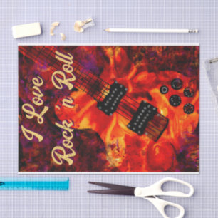 Electric Guitar Red Black Rock n Roll Decoupage Tissue Paper