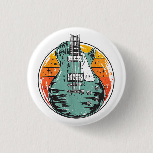 Electric Guitar Retro Sunset Vintage Music Band Gu 3 Cm Round Badge
