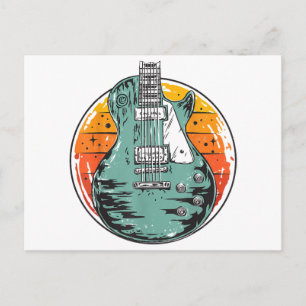 Electric Guitar Retro Sunset Vintage Music Band Gu Holiday Postcard