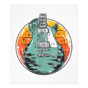 Electric Guitar Retro Sunset Vintage Music Band Gu Photo Print