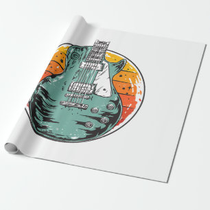 Electric Guitar Retro Sunset Vintage Music Band Gu Wrapping Paper