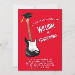 Electric Guitar Rock Music Graduation Party Invitation