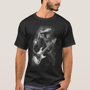 Electric Guitar Rock T Rex Dinosaur Men Kids Music T-Shirt