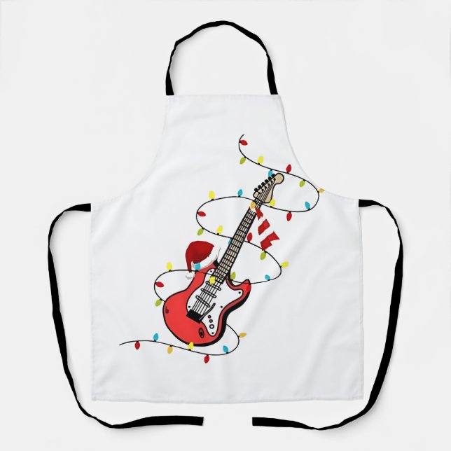 Electric Guitar Santa Claus Music Christmas Lover  Apron (Front)