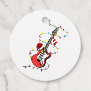 Electric Guitar Santa Claus Music Christmas Lover Favour Tags
