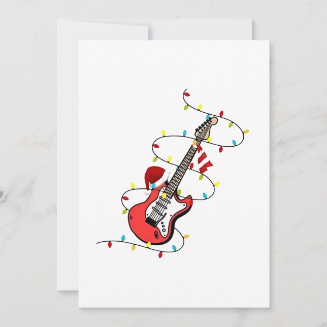 Electric Guitar Santa Claus Music Christmas Lover  Invitation (Front)
