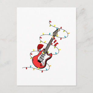 Electric Guitar Santa Claus Music Christmas Lover  Invitation Postcard