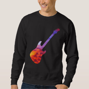 Electric Guitar Silhouette With Flaming Background Sweatshirt