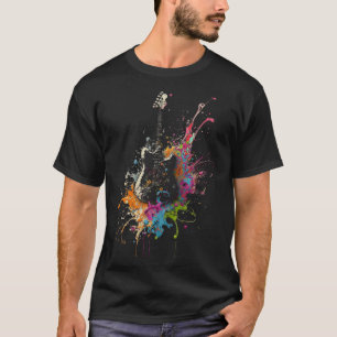 Electric Guitar Splash Guitarist Musician Retro Gu T-Shirt