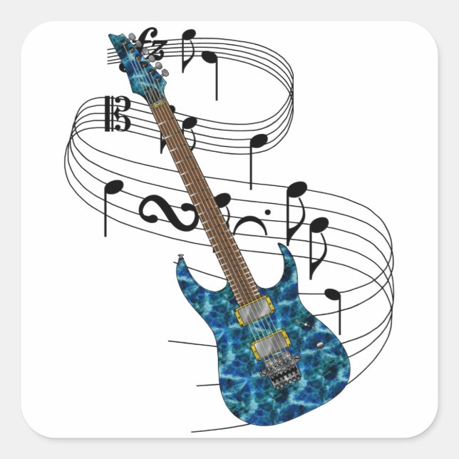 Electric Guitar Square Sticker (Front)