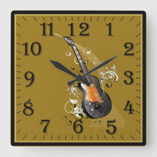 Electric Guitar Square Wall Clock