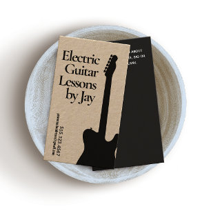 Electric Guitar Teacher Guitarist Kraft Business Card