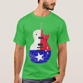 Electric Guitar Texas Flag Distressed Guitar Playe T-Shirt