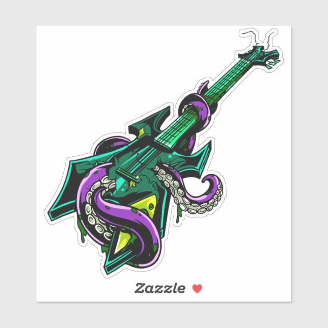 Electric guitar trashed by purple octopus music (Sheet)