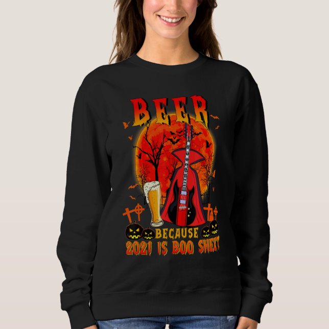 Electric Guitar Witch Beer Boo Says Pun Sweatshirt (Front)